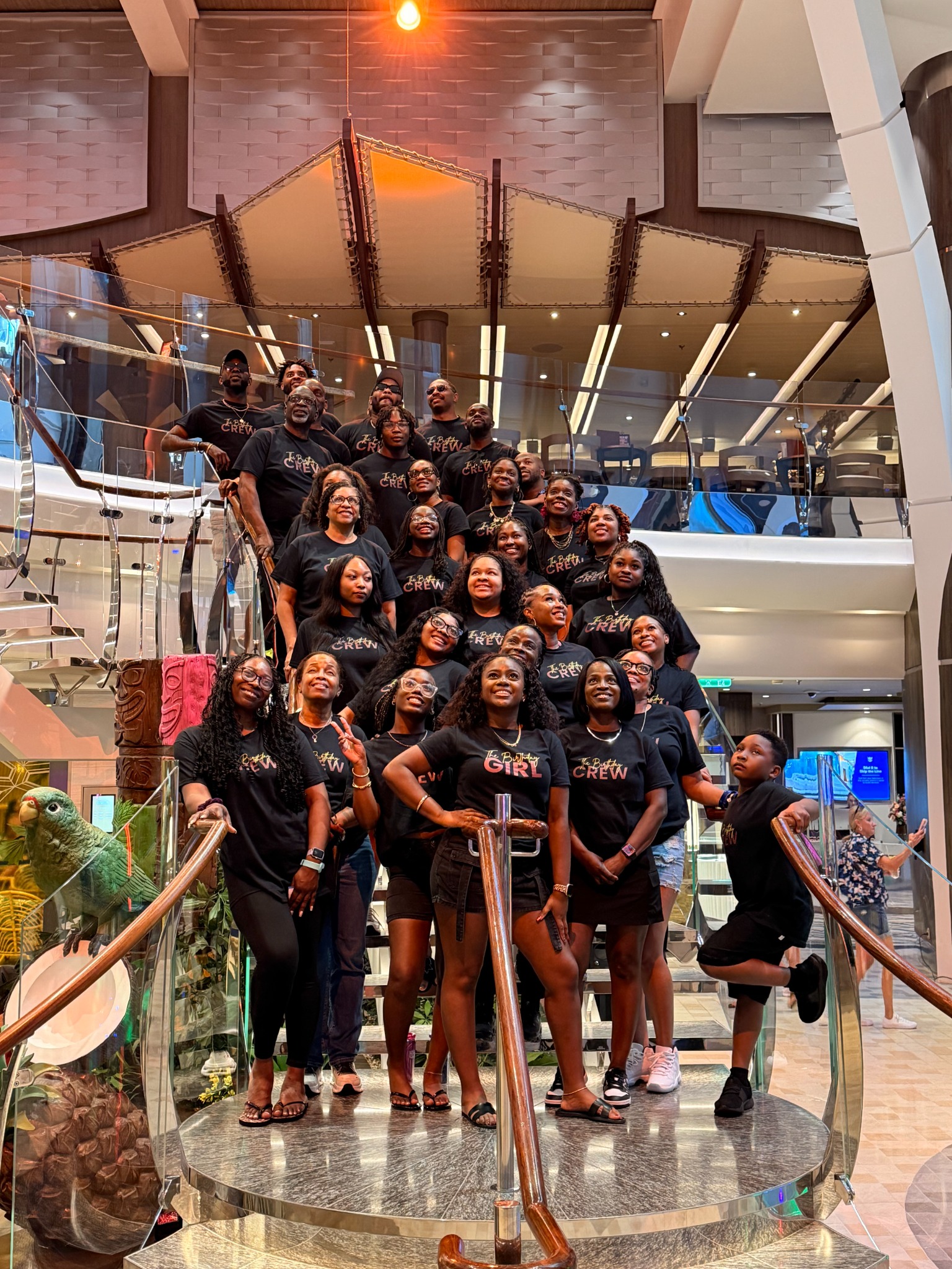 Birthday Girl and her crew wearing personalized black Designing Thangs shirts